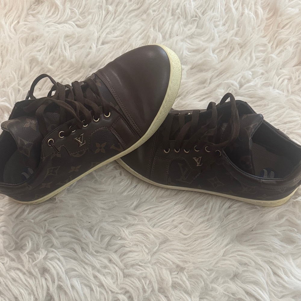 Brown FAUX Monogram LV Sneakers